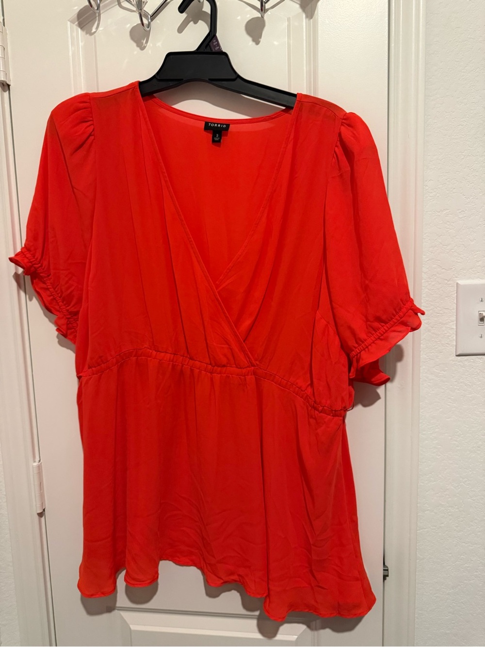 torrid Bright Red V-Neck Peplum Blouse